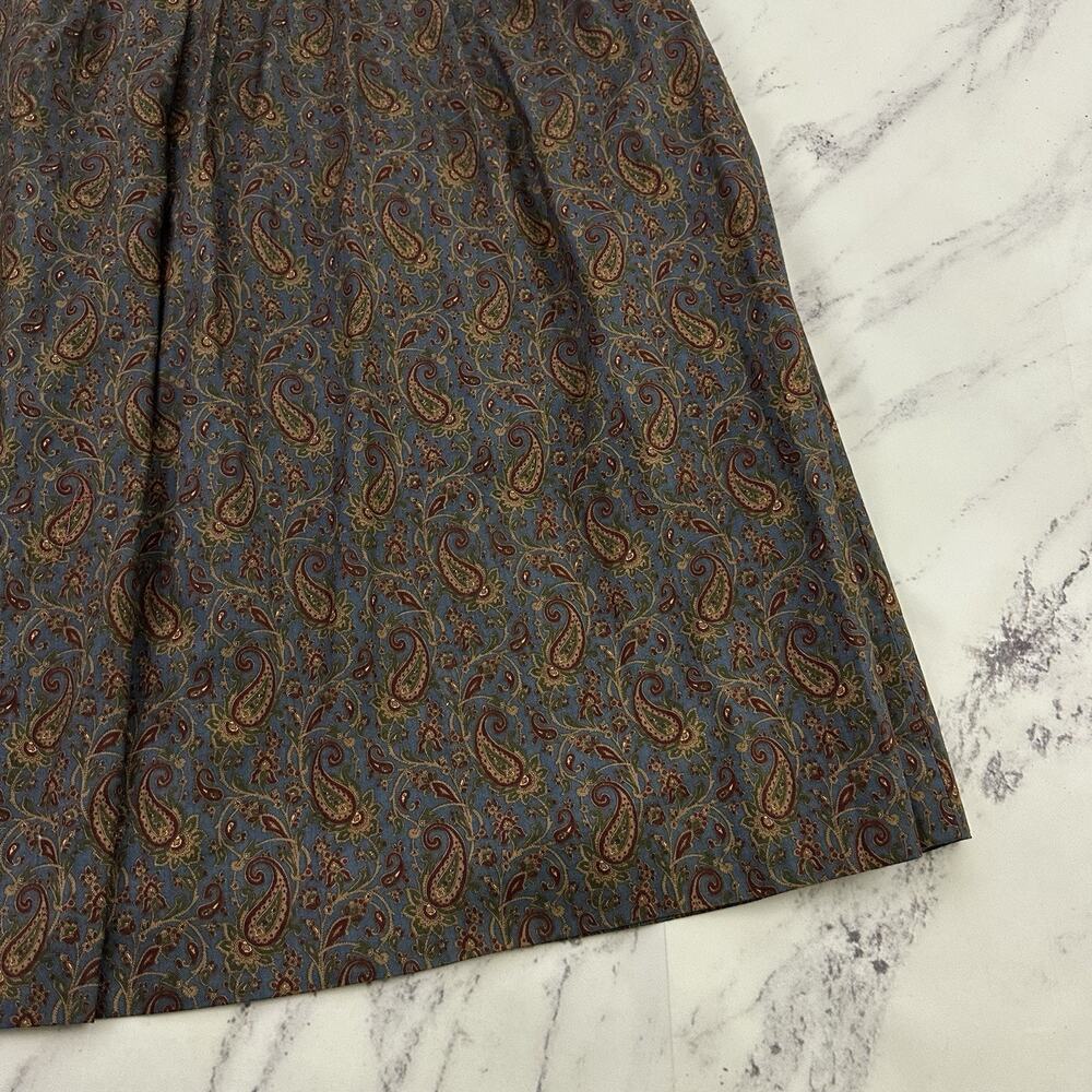 Patrick James Womens Vintage 80s Pleated Midi Skirt Size 14 Blue Red Paisley - Picture 3 of 11
